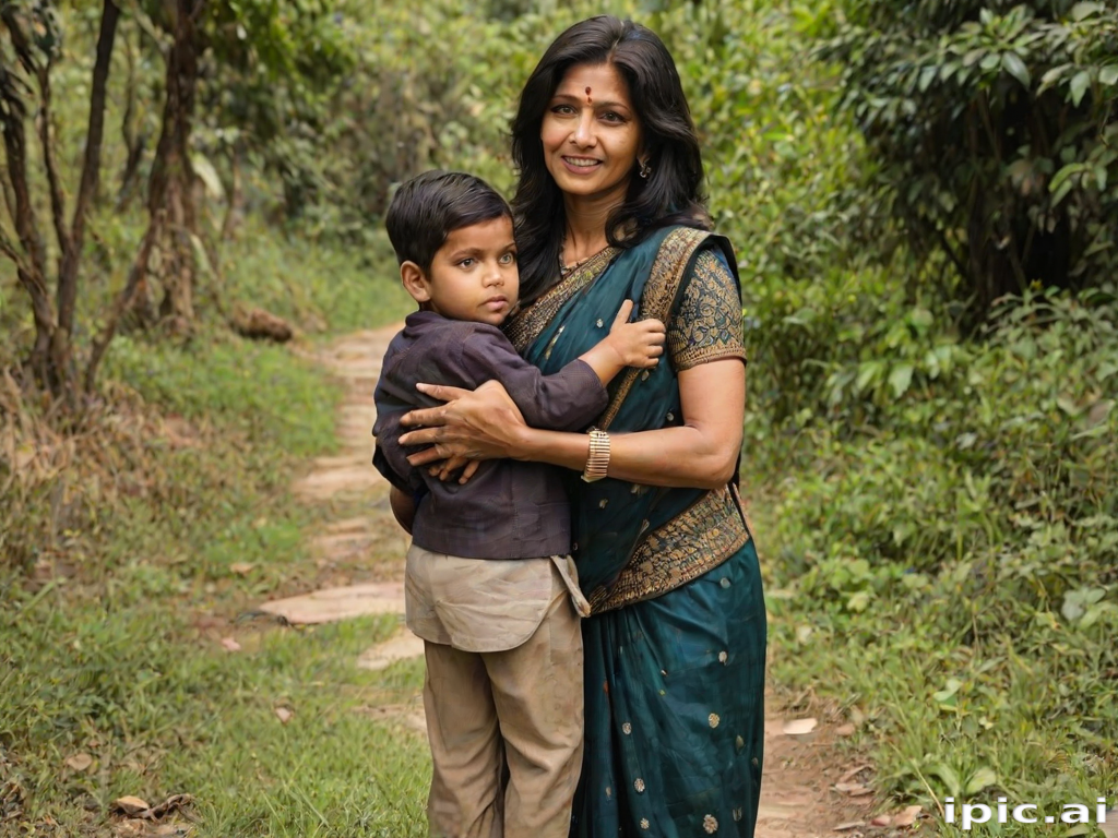 mom and son indian