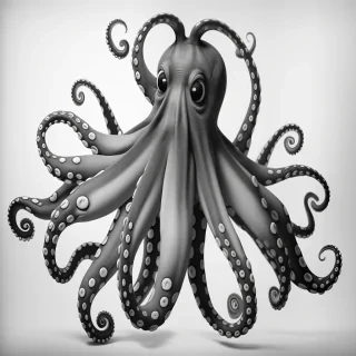 octopus black and white