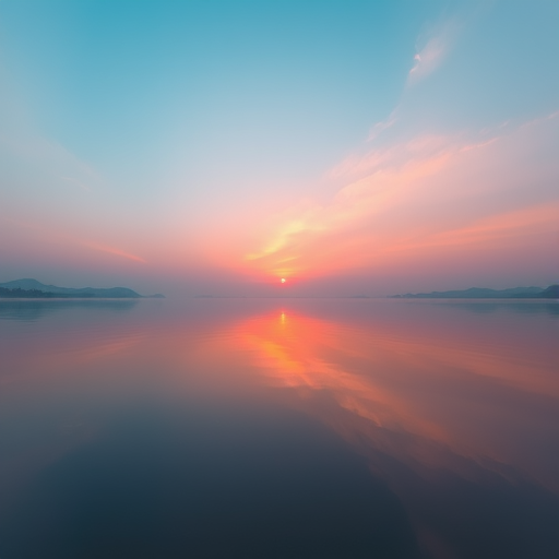 Capture a tranquil sunrise over a calm lake with soft pastel colors in the sky and reflections on the water using a Canon EOS R5, 24mm lens, f/11 aperture, ISO 100, 1/30 second exposure, wide-angle view, and a landscape composition for sharp detail and vibrant colors.
