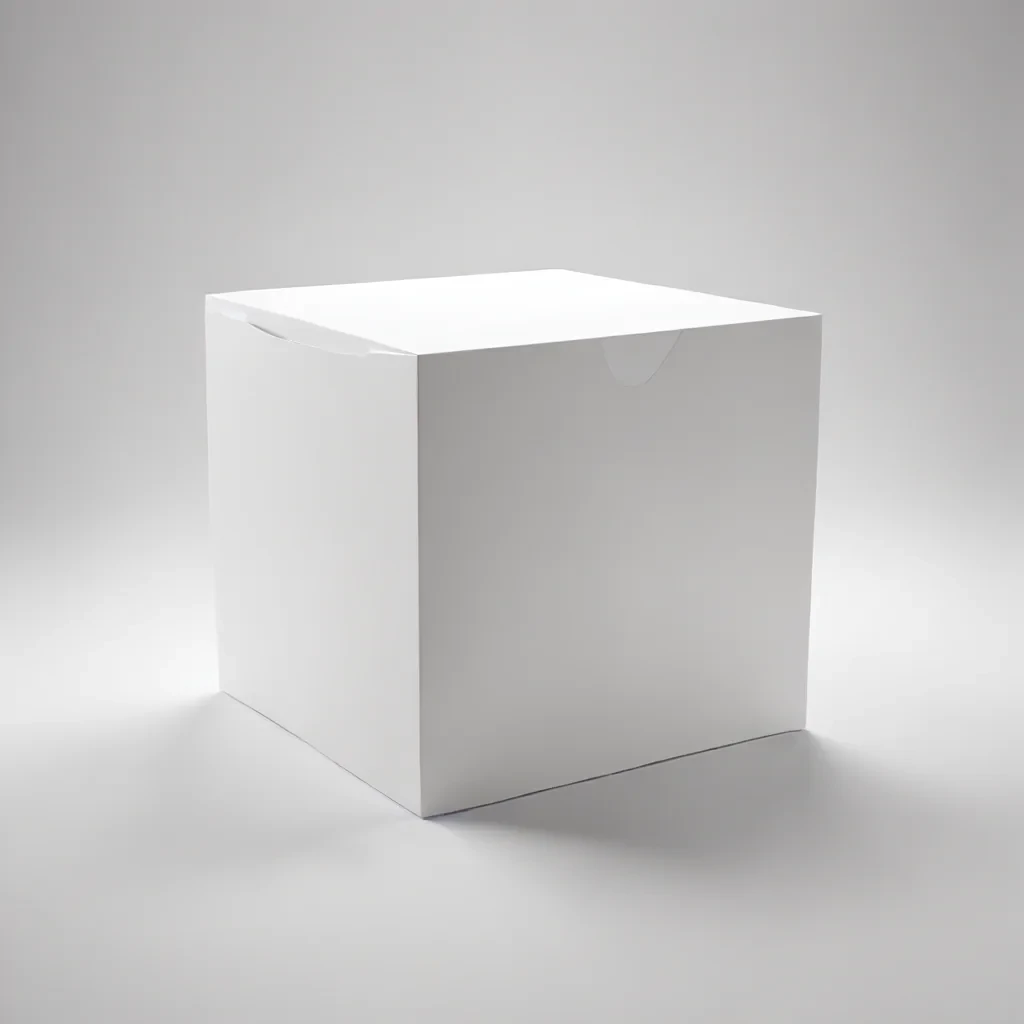 A Plain White Box Sitting Alone Against a Minimalist Background.