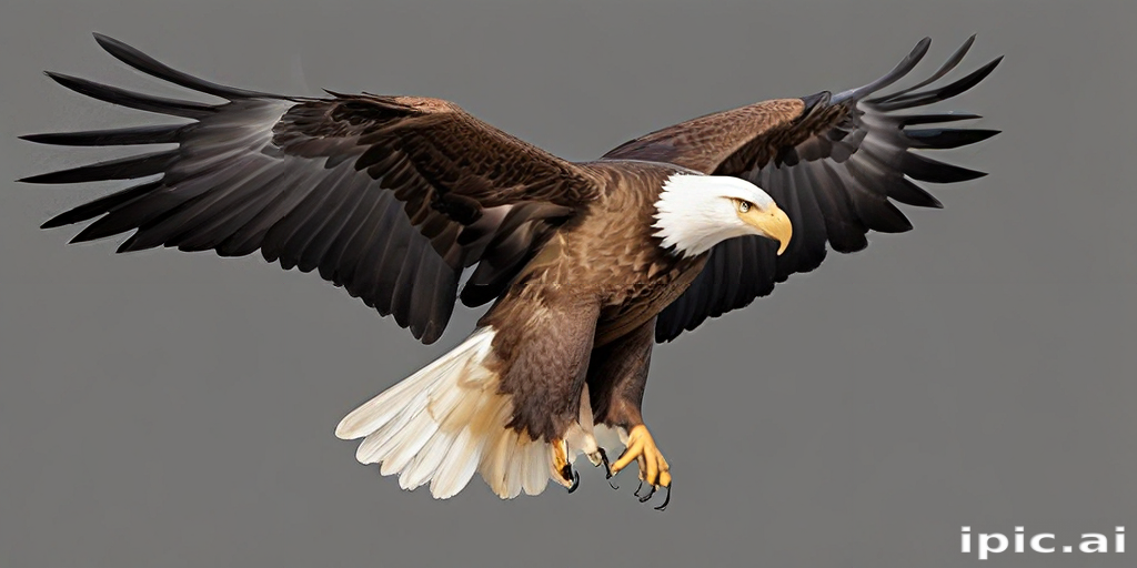 Majestic Bald Eagle Soaring Gracefully Through the Clear Blue Sky.