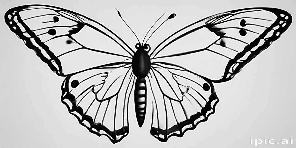 Intricate Black and White Illustration of a Beautiful Butterfly Design