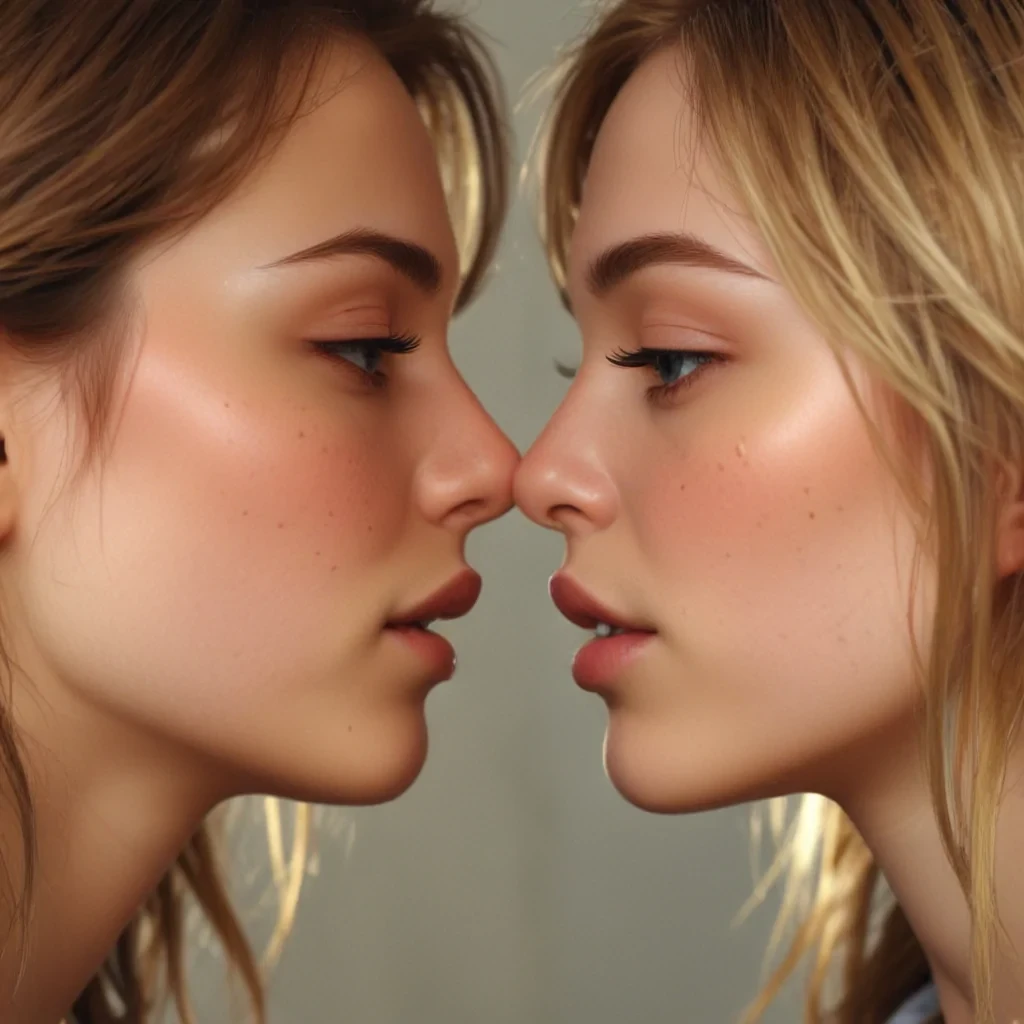 two girls kissing