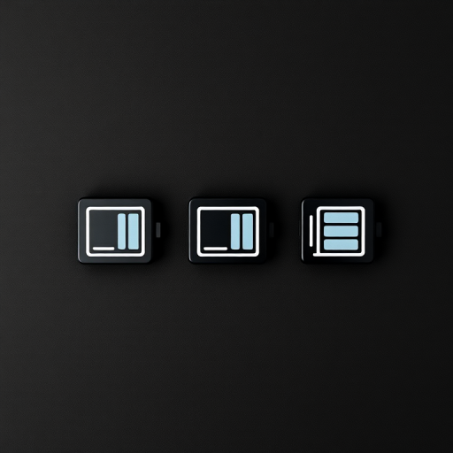 Create an image of five battery icons displaying different charge levels on a black background, use a Canon EOS R5 camera, aperture f/4, ISO 100, shutter speed 1/60, top-down view, minimalistic style for enhanced clarity and contrast.