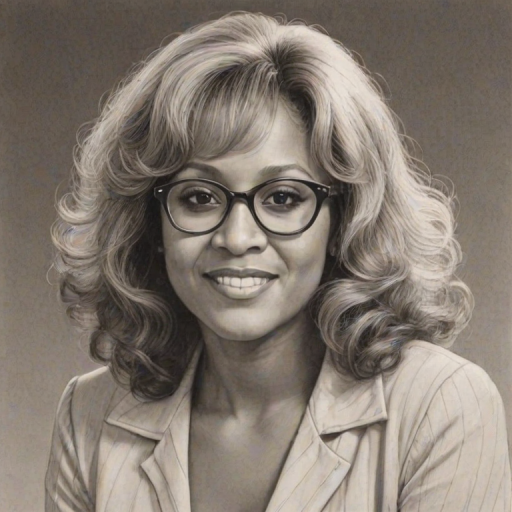 Pleasing Darlene Love, pencil sketch, portrait of Attractive woman 1975s in glasses, hair style beatnik, outline, clear lines, fine lines, 8k