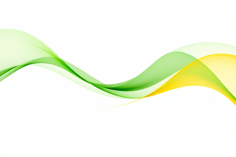 Generate an abstract design featuring flowing green lines with a yellow accent on a white background, using a high-resolution camera setting of 300 DPI, with a Canon EOS R5, 50mm lens, f/1.8 aperture, and a soft focus style to enhance the vibrancy and smoothness of the colors.