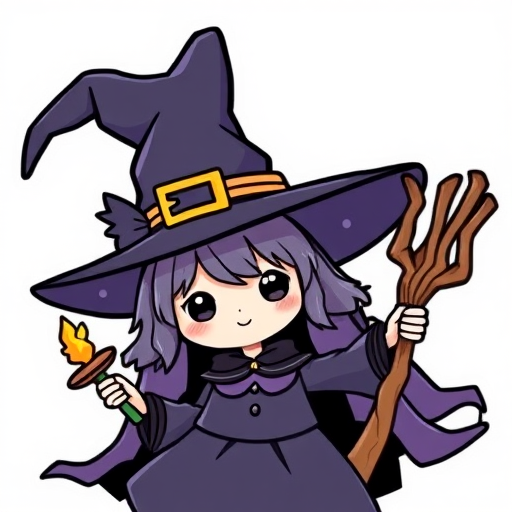 imagine a kawaii Witch's mirror sticker, 3d digital art, white background, sticker line weight