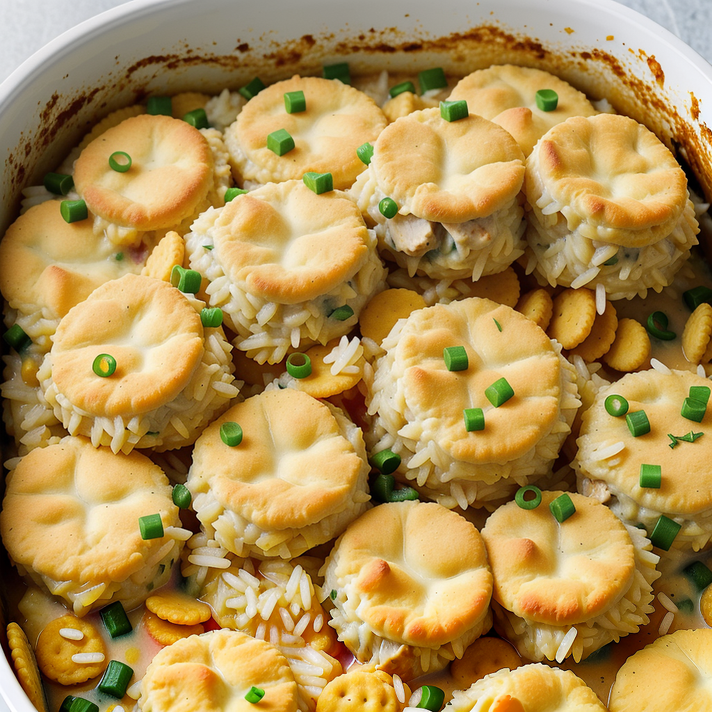 chicken casserole with ritz crackers and rice