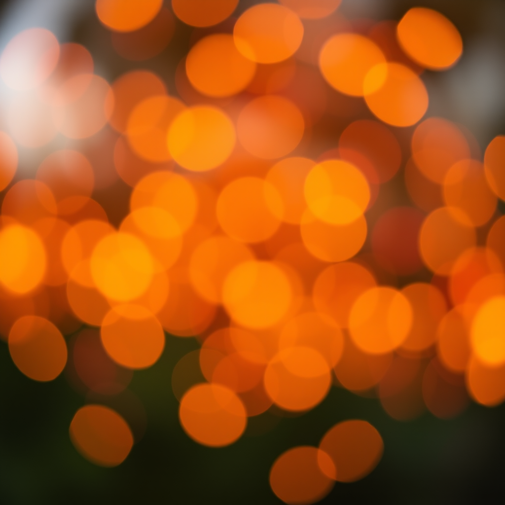 Create an abstract background of multicolored bokeh circles in warm tones of orange, yellow, and red, shot with a Canon EOS R5, 50mm lens at f/1.8, ISO 100, and a shallow depth of field for enhanced focus and clarity.
