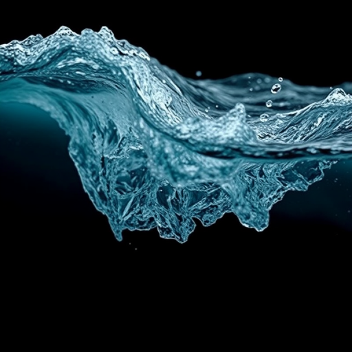 Create an abstract image of flowing waves with a dark background, using a 50mm lens at f/2.8, ISO 100, shutter speed 1/125s, shot in macro style with a DSLR camera for enhanced detail and texture.