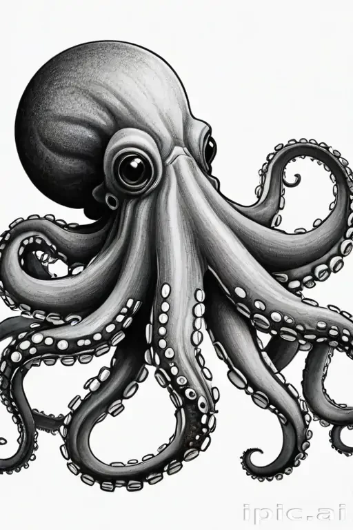 octopus clipart black and white
