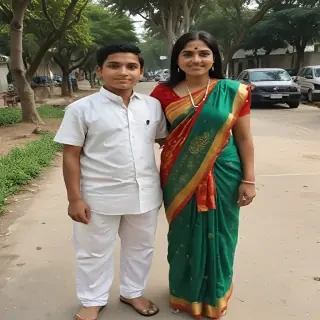 mom and son indian