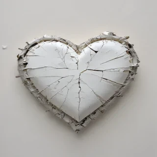 white broken heart
