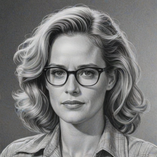 Comely Elisabeth Shue, pencil sketch, portrait of Captivating woman 1942s in glasses, hair style beatnik, outline, clear lines, fine lines, 8k