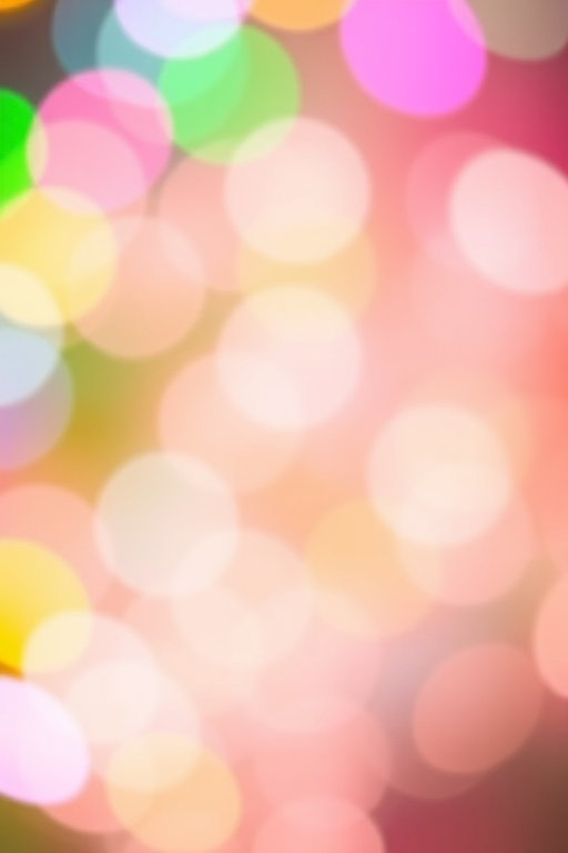 Create a vibrant abstract bokeh background with soft, circular shapes in various colors like pink, green, blue, and yellow, using a Canon EOS R5 with a 50mm f/1.2 lens, aperture set to f/2.8, ISO 100, and a shallow depth of field to enhance image quality.