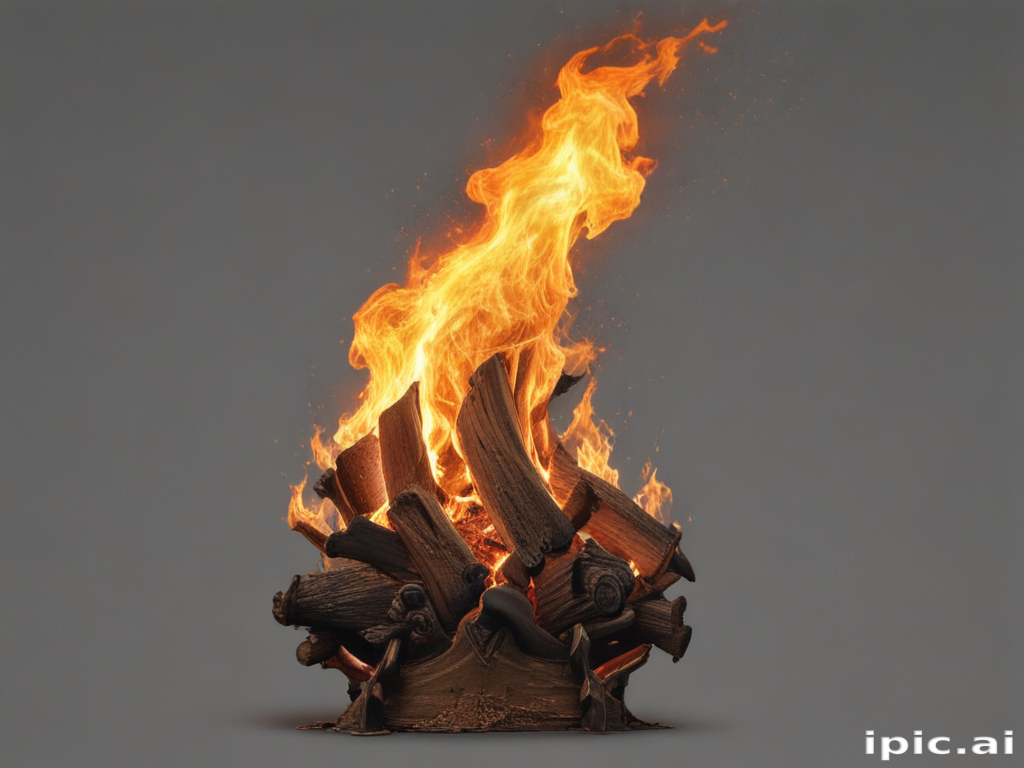 Captivating Flames Dancing Above a Pile of Stacked Firewood