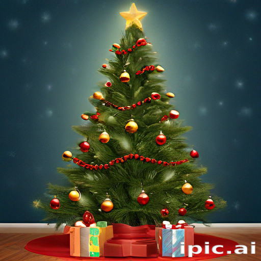 Festive Christmas Tree Adorned with Colorful Ornaments and Gift Boxes