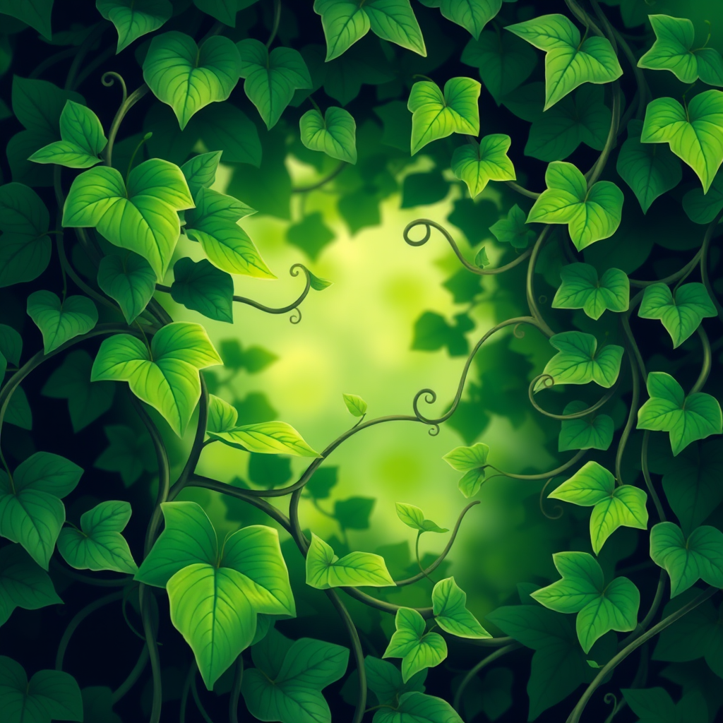 generate a digital illustration of swirling green vines and leaves with varying shades of green, focusing on intricate details and smooth curves, shot with a high-resolution DSLR camera at f/2.8, 50mm lens, 1/200s shutter speed, with soft natural lighting.