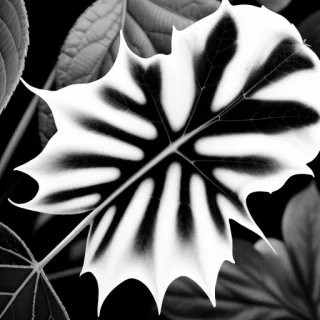 leaf black and white