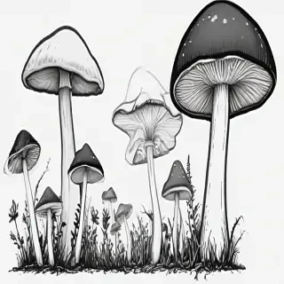 mushroom clip art black and white