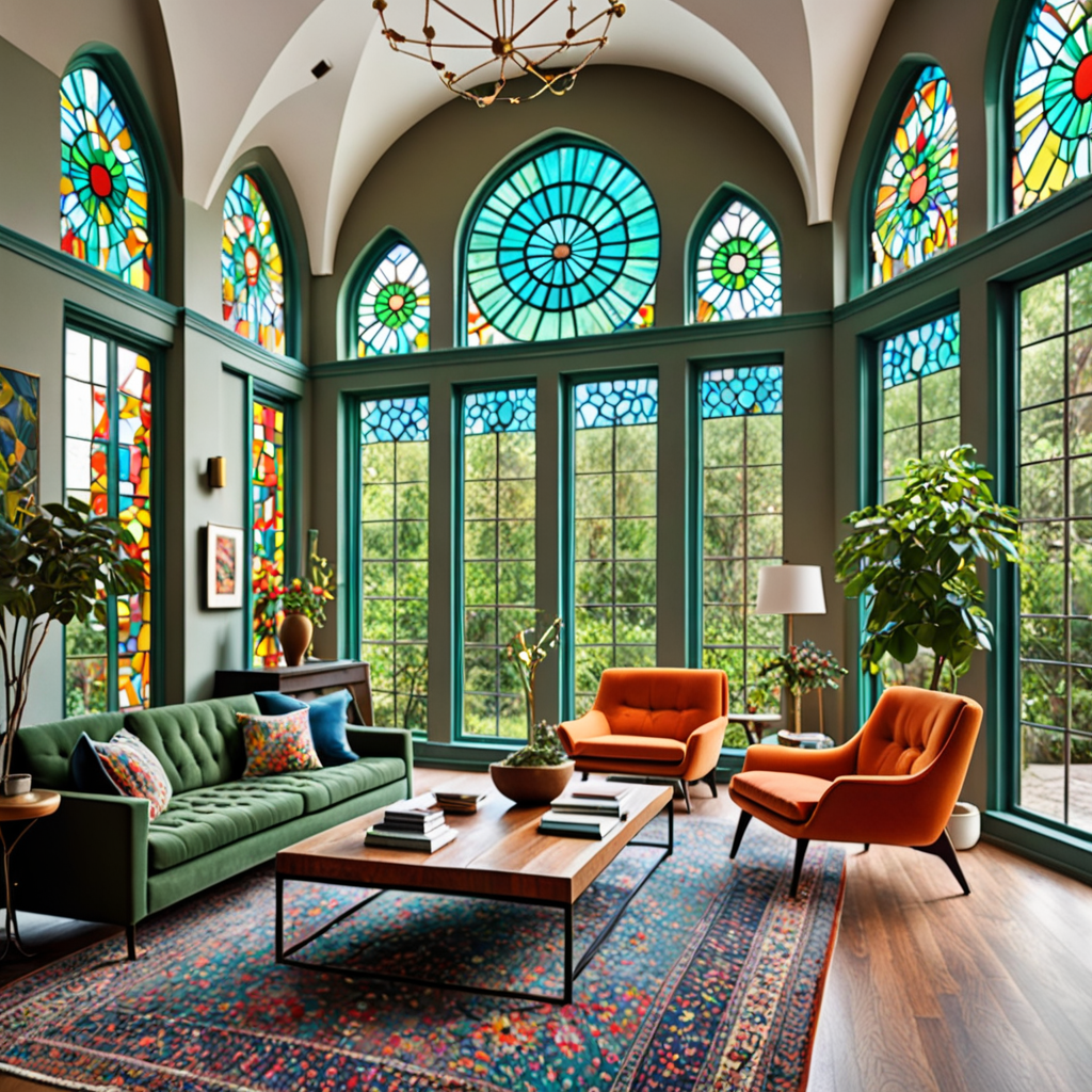 an interior persian design in a post modern space full of colored ...