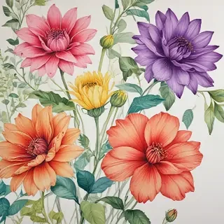 flower drawings color