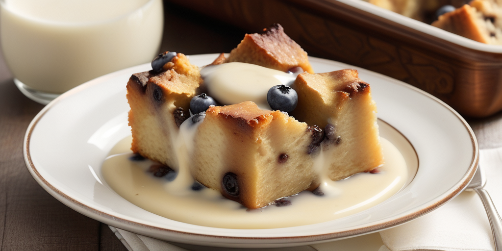 bread pudding with vanilla sauce