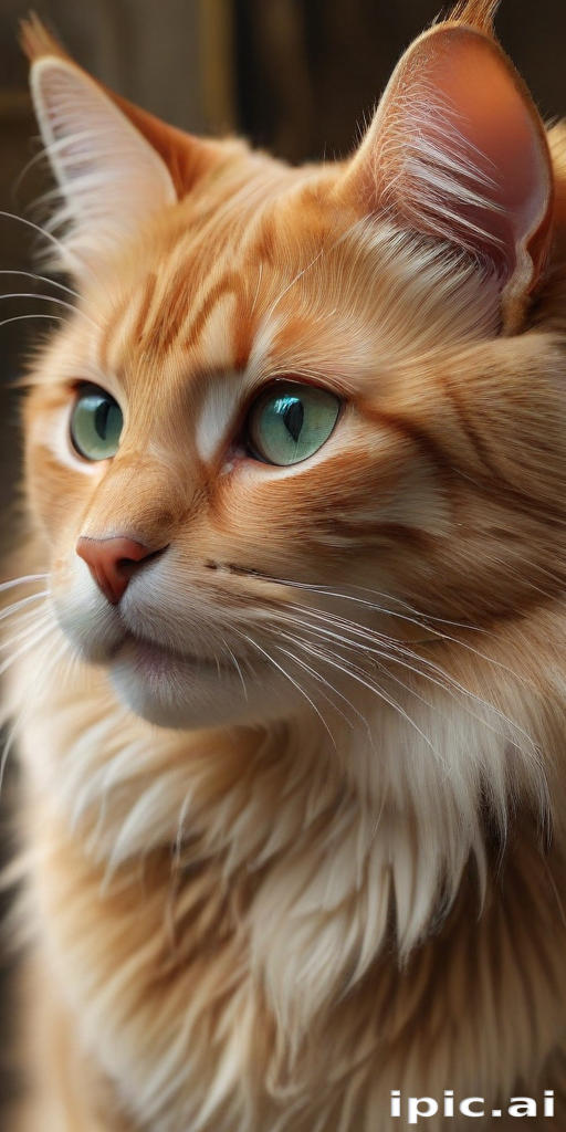 A Majestic Orange Tabby Cat with Striking Green Eyes and Fluffy Fur.