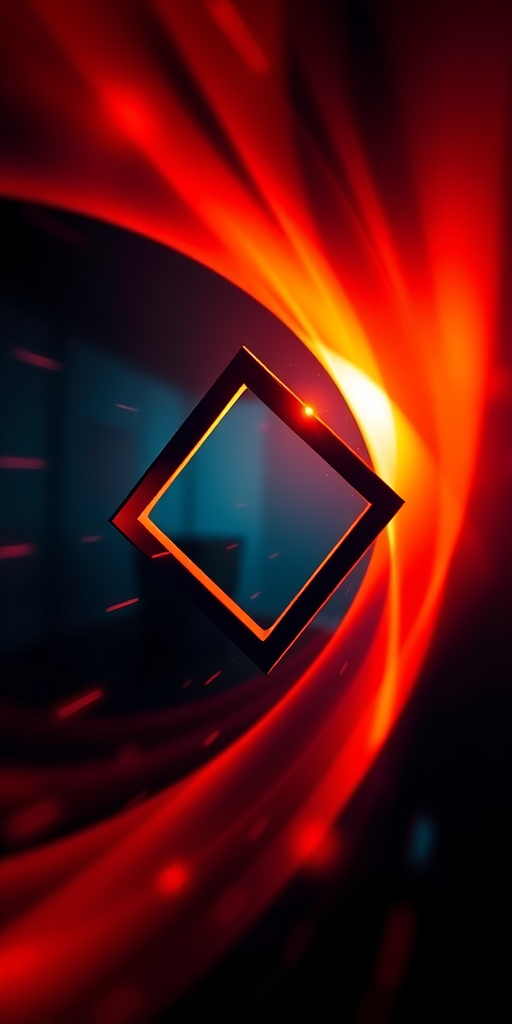 Create a high-resolution image of a dynamic geometric shape, captured with a DSLR camera at f/2.8 aperture, 1/60 shutter speed, ISO 100, and a 50mm lens, in an abstract style with dramatic lighting and a shallow depth of field.