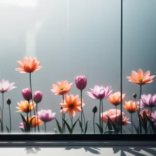 flowers behind glass wallpaper