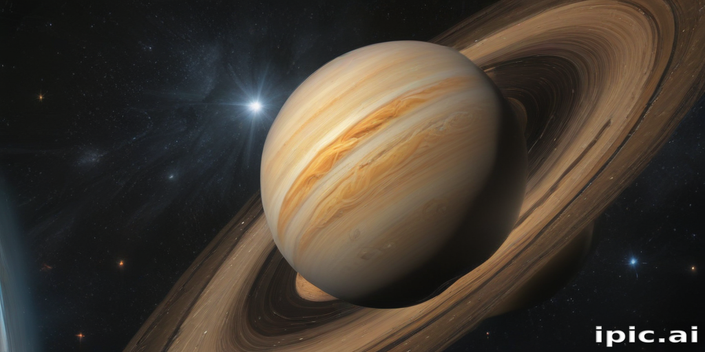 Yupiter Rasmi An Artistic Representation of Jupiter Surrounded by Its Majestic Rings
