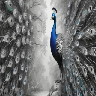 peacock black and white