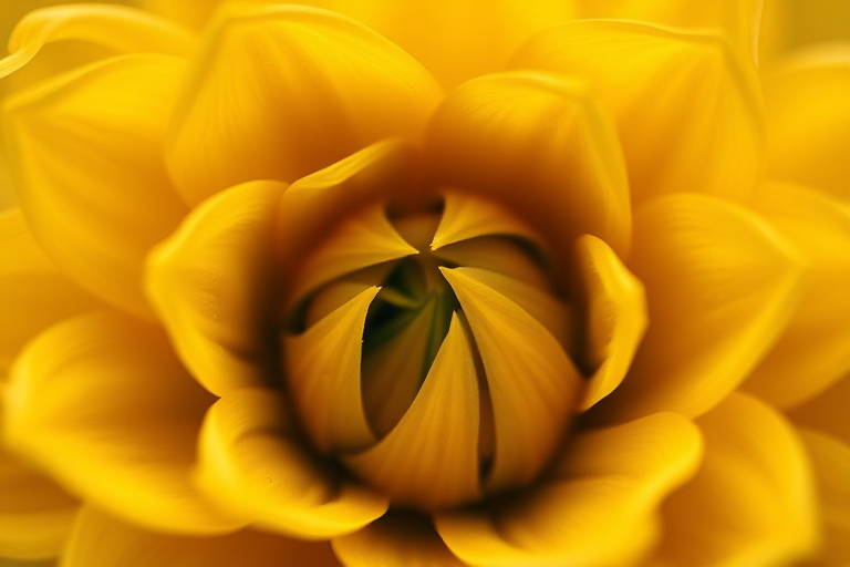 Regenerate the image with a close-up view using a DSLR camera, aperture f/5.6, ISO 100, and a focal length of 50mm, focusing on enhanced texture and depth in a warm, abstract yellow and green palette.