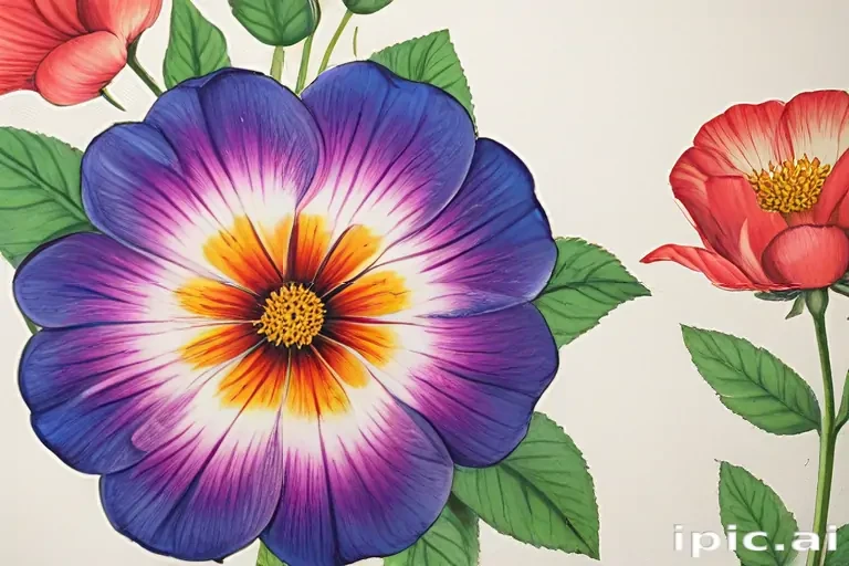 flower drawing with color