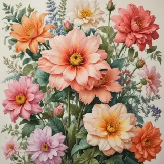 drawings of flowers in color