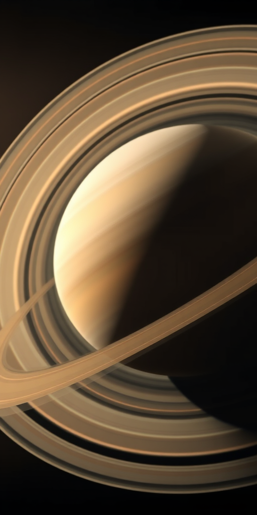 Create a highly detailed and realistic image of Saturn, showcasing its rings and atmospheric layers, using a DSLR camera with a 50mm lens, aperture set to f/1.8, ISO 200, capturing it from a low-angle view with natural lighting for enhanced depth and texture.