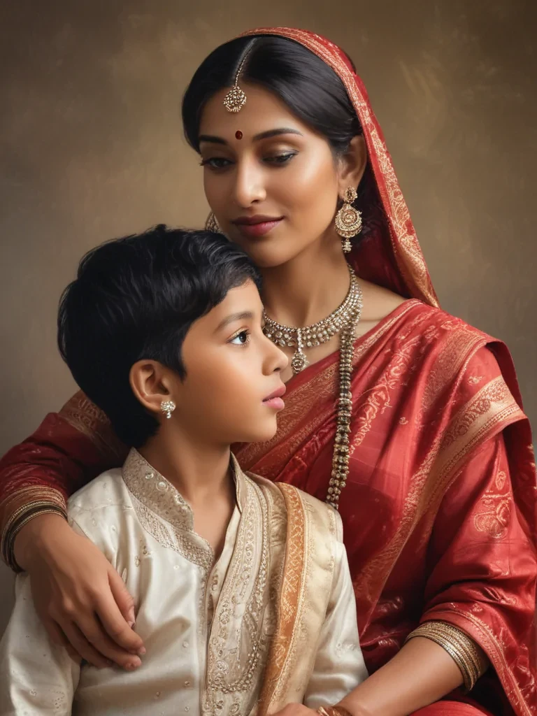 mom and son indian