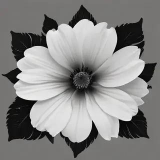 black and white flower png