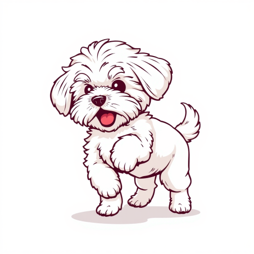vector illustration, cute Maltipoo dog, dynamic pose, isolated on white background