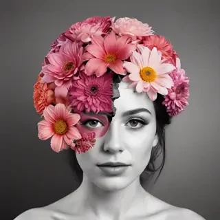 half brain half flowers