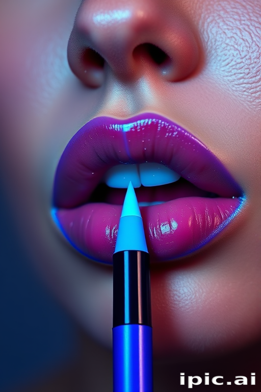 Electric blue lip liner "Neon Horizon" offering precise application, vibrant pigmentation, and long-wearing properties for creating unique lip shapes and designs