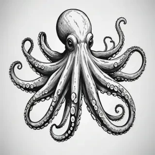 octopus clipart black and white