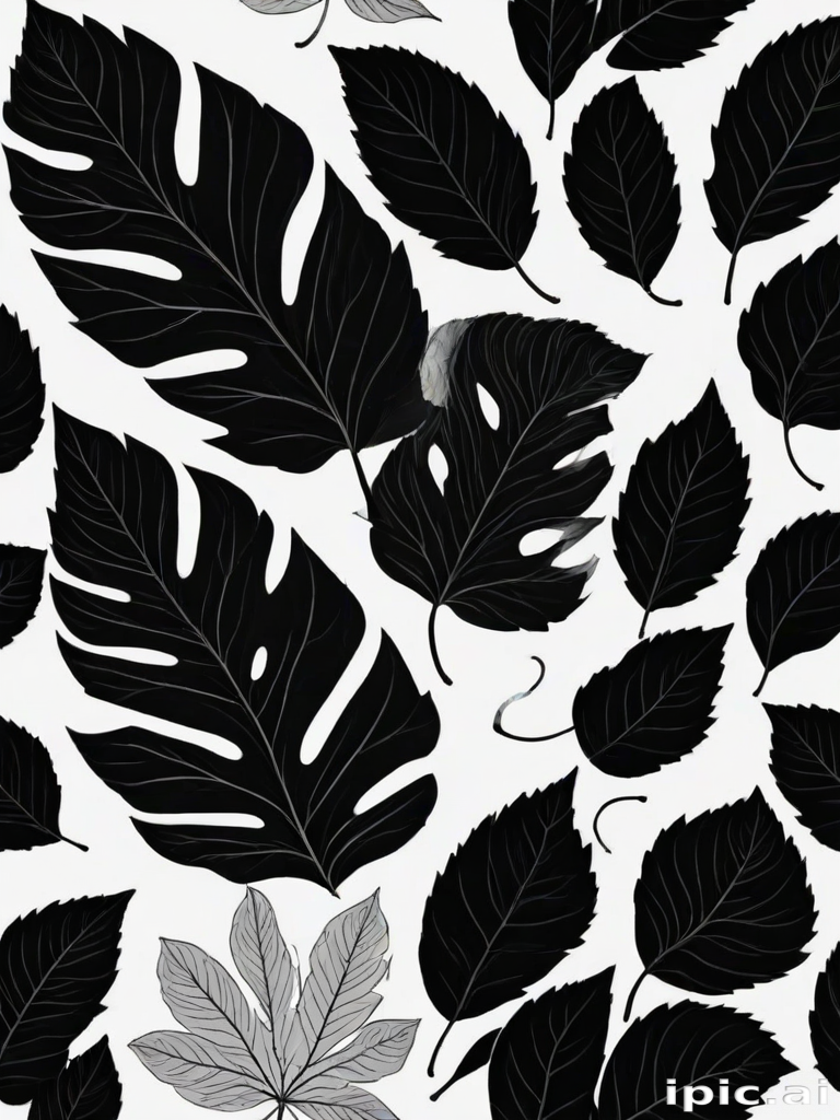 black and white leaf clip art