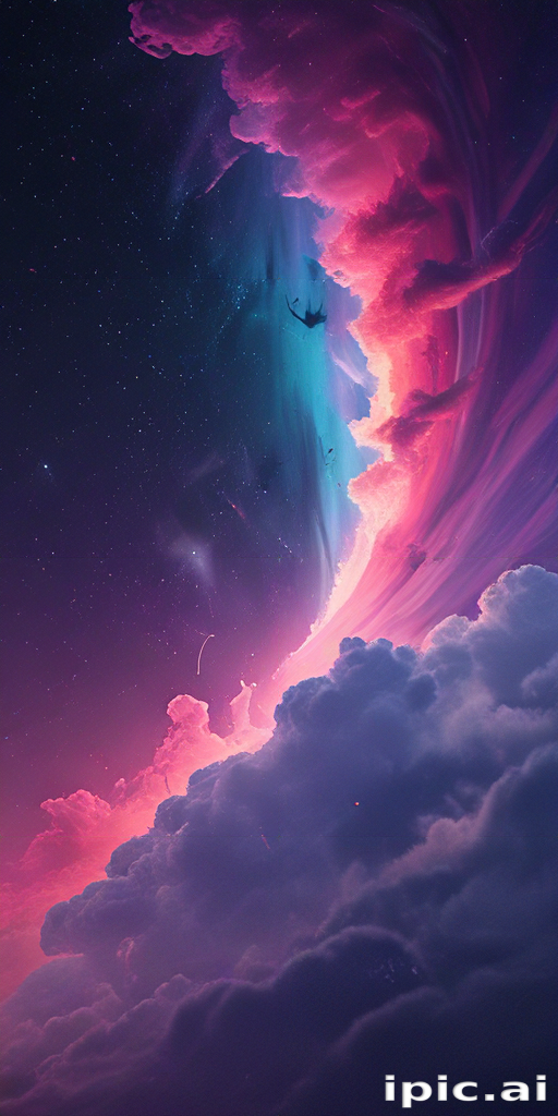 Stunning Celestial Scene of Vibrant Clouds and Cosmic Colors at Dusk