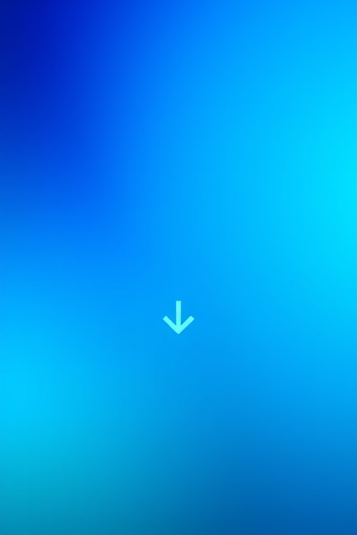 Create a vibrant gradient background transitioning from dark blue to light blue with a downward arrow in the center, captured with a DSLR camera at f/2.8, ISO 100, 50mm lens, in a macro view using a soft focus style for enhanced quality.