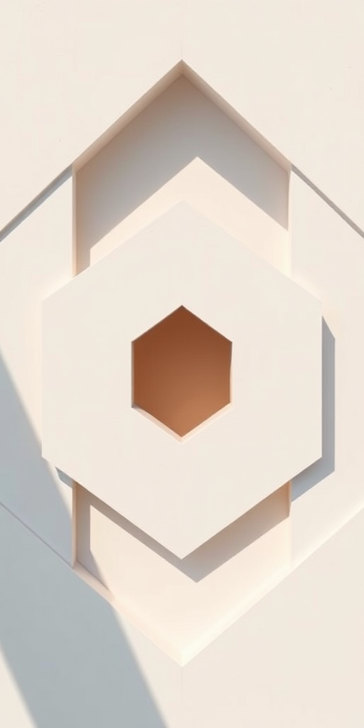 Generate an image of a minimalist geometric design featuring a monochromatic color scheme using a 50mm lens, aperture f/1.8, ISO 100, shallow depth of field, taken from a top-down perspective with natural lighting.