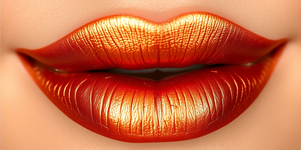 Metallic bronze lips titled "Sunlit Copper" offer a warm, metallic finish with subtle shimmer, perfect for autumn-inspired makeup and earthy color palettes