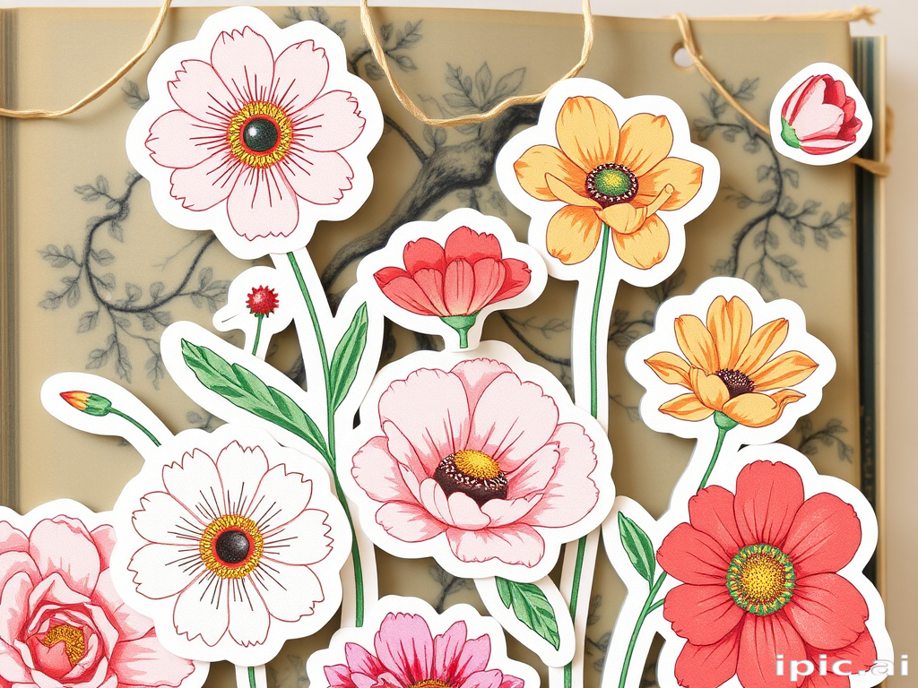 aesthetic flower stickers
