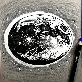 drawing of moon