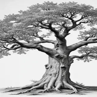 oak tree clipart black and white